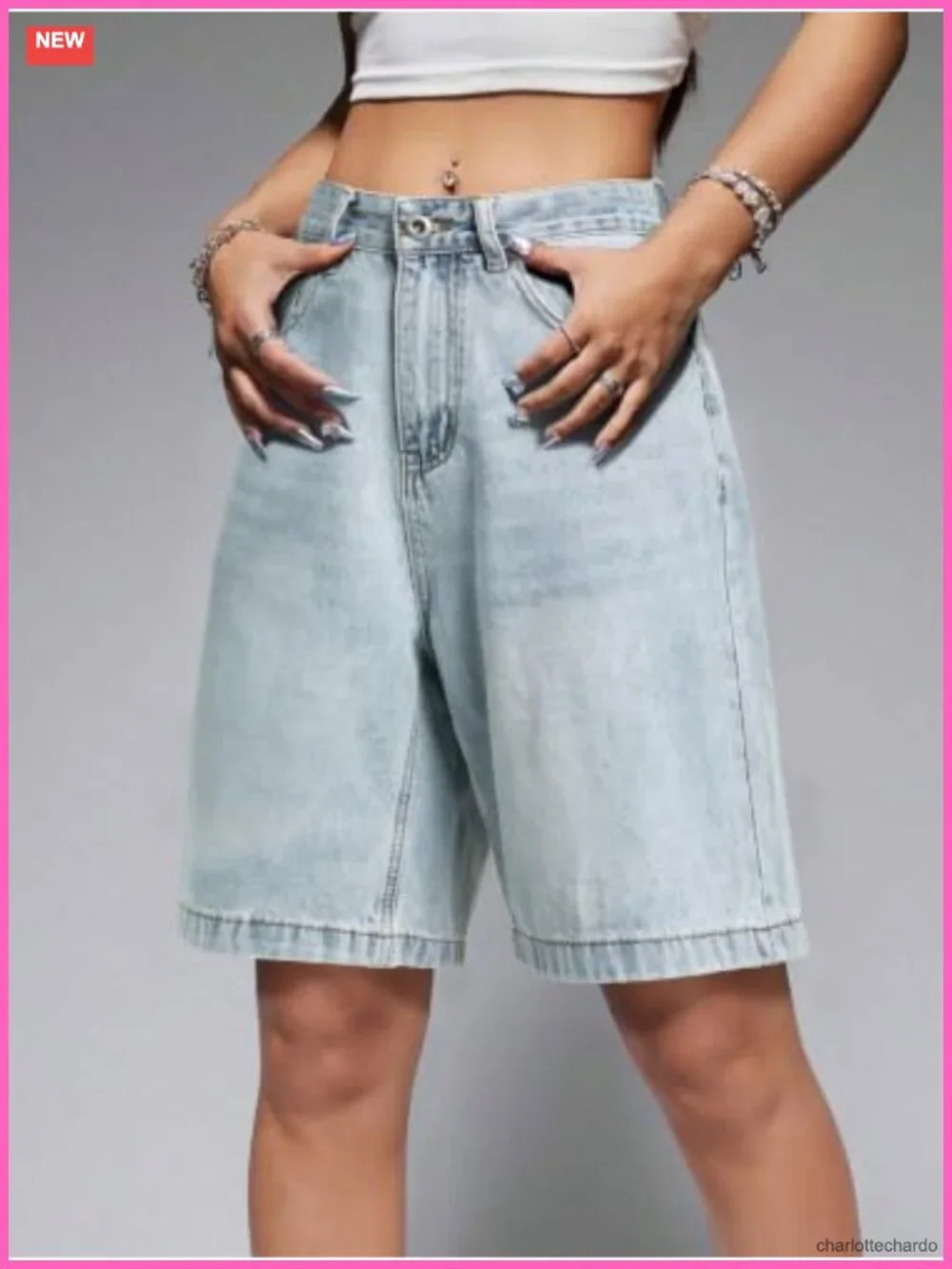 Baggy High Waisted Denim Jorts Bermuda Shorts Streetwear